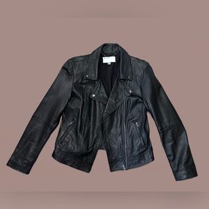 Black Moto Style Sheep Skin Leather Jacket